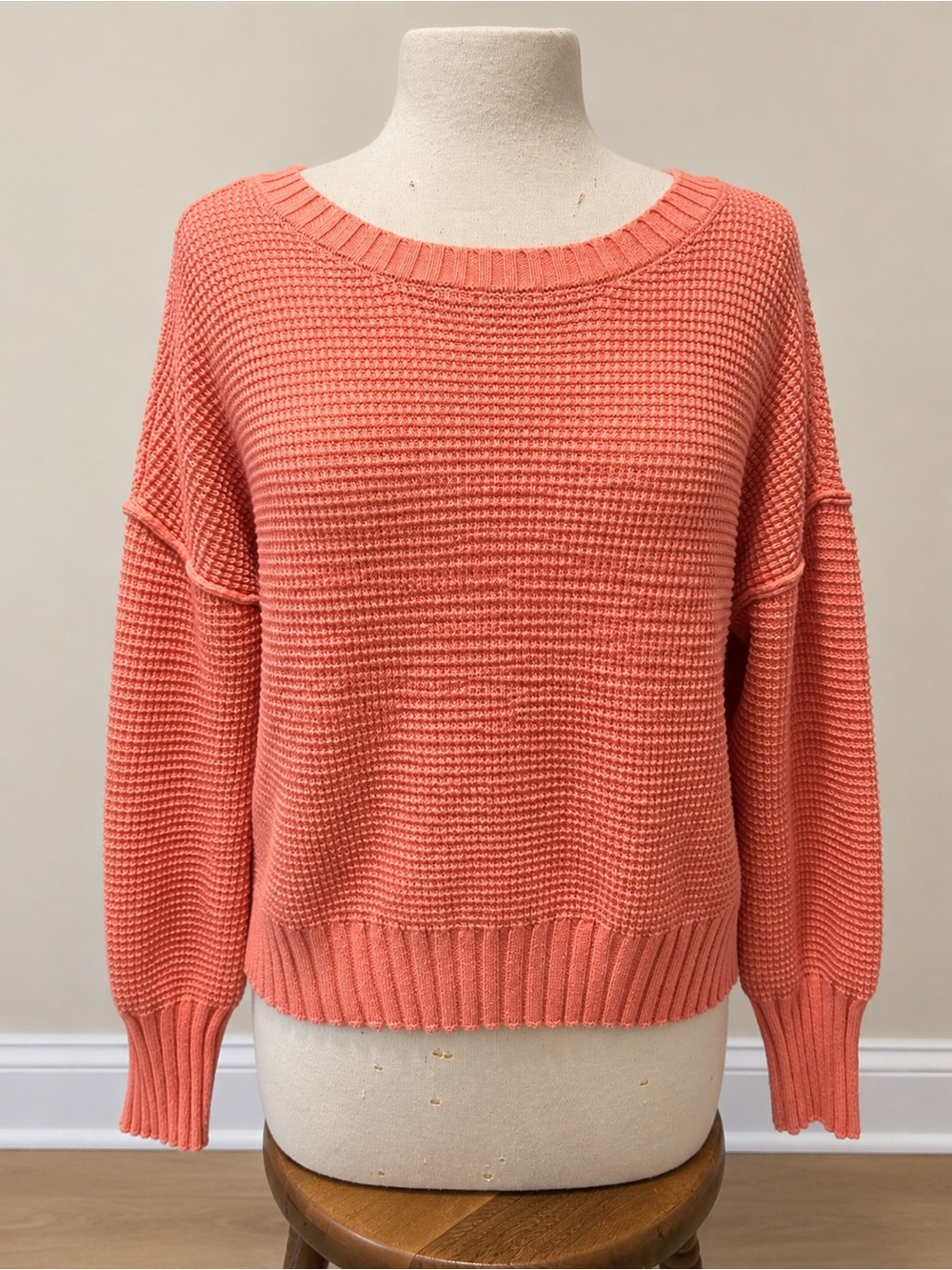 Jessica Simpson Coral Waffle Knit Crewneck Sweater